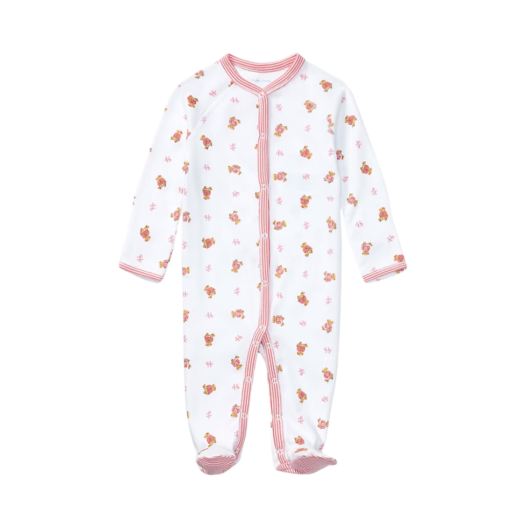 Polar Bear Cotton Footed Coverall | White Multi