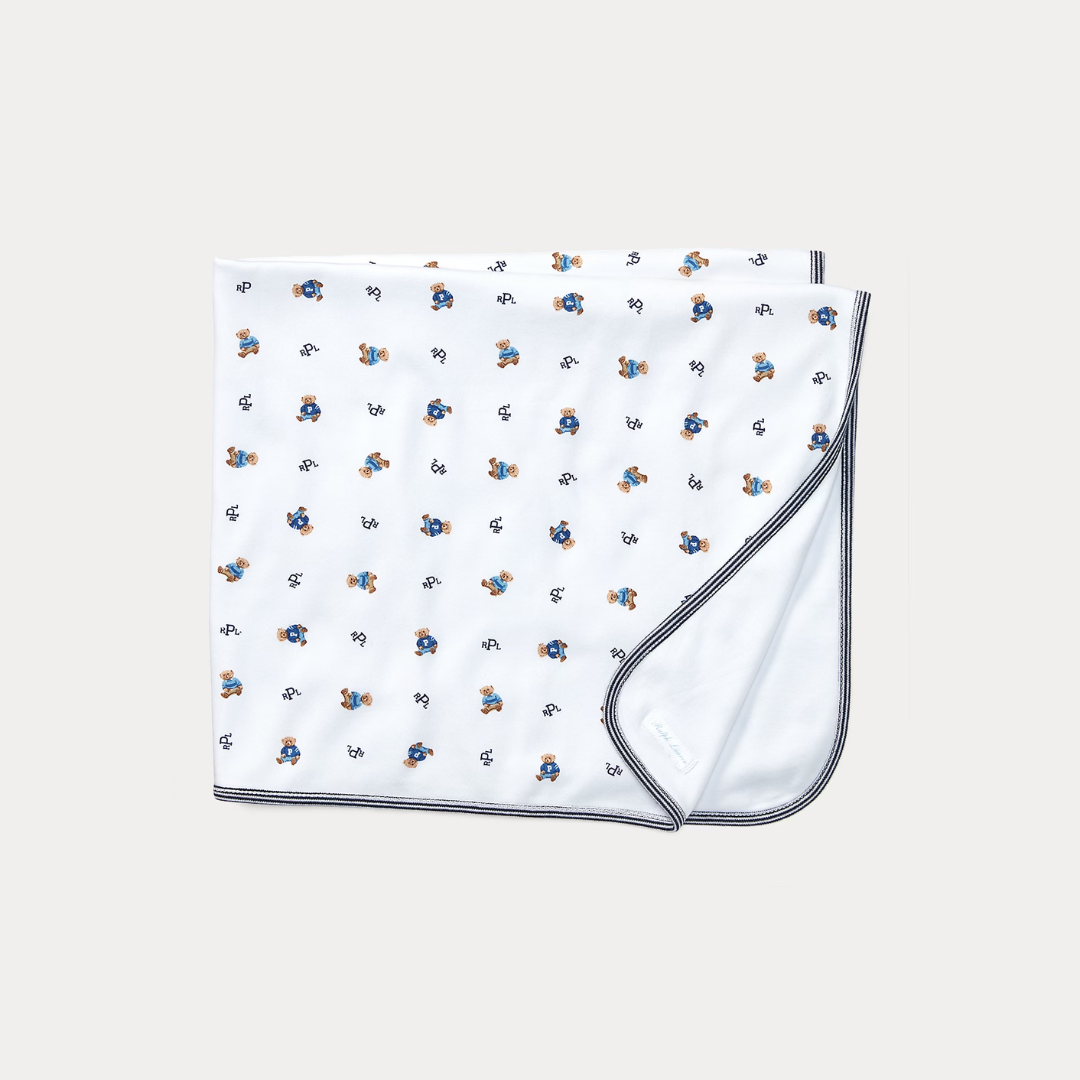 Polo Bear Cotton Blanket | Refined Navy
