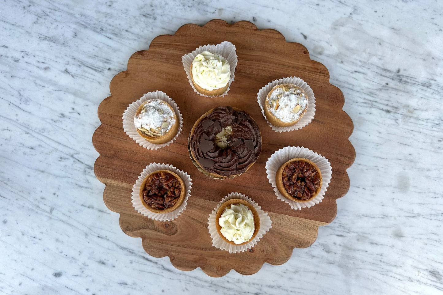 Scalloped Cutting Board Charger | Large Round