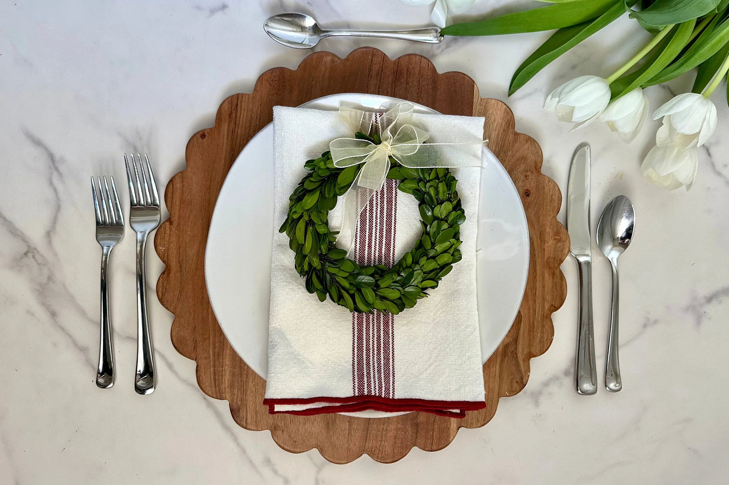 Scalloped Cutting Board Charger | Large Round