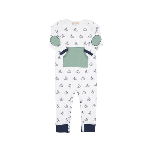Rowdy Rugby Romper | Pony Portrait With Gallatin Green And Nantucket Navy