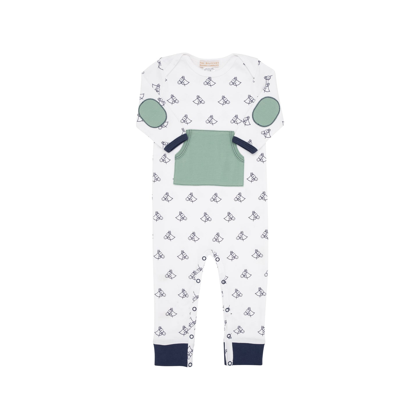Rowdy Rugby Romper | Pony Portrait With Gallatin Green And Nantucket Navy