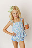 2-PC Tunic Swimsuit | Floral + Periwinkle Dot | UPF 50