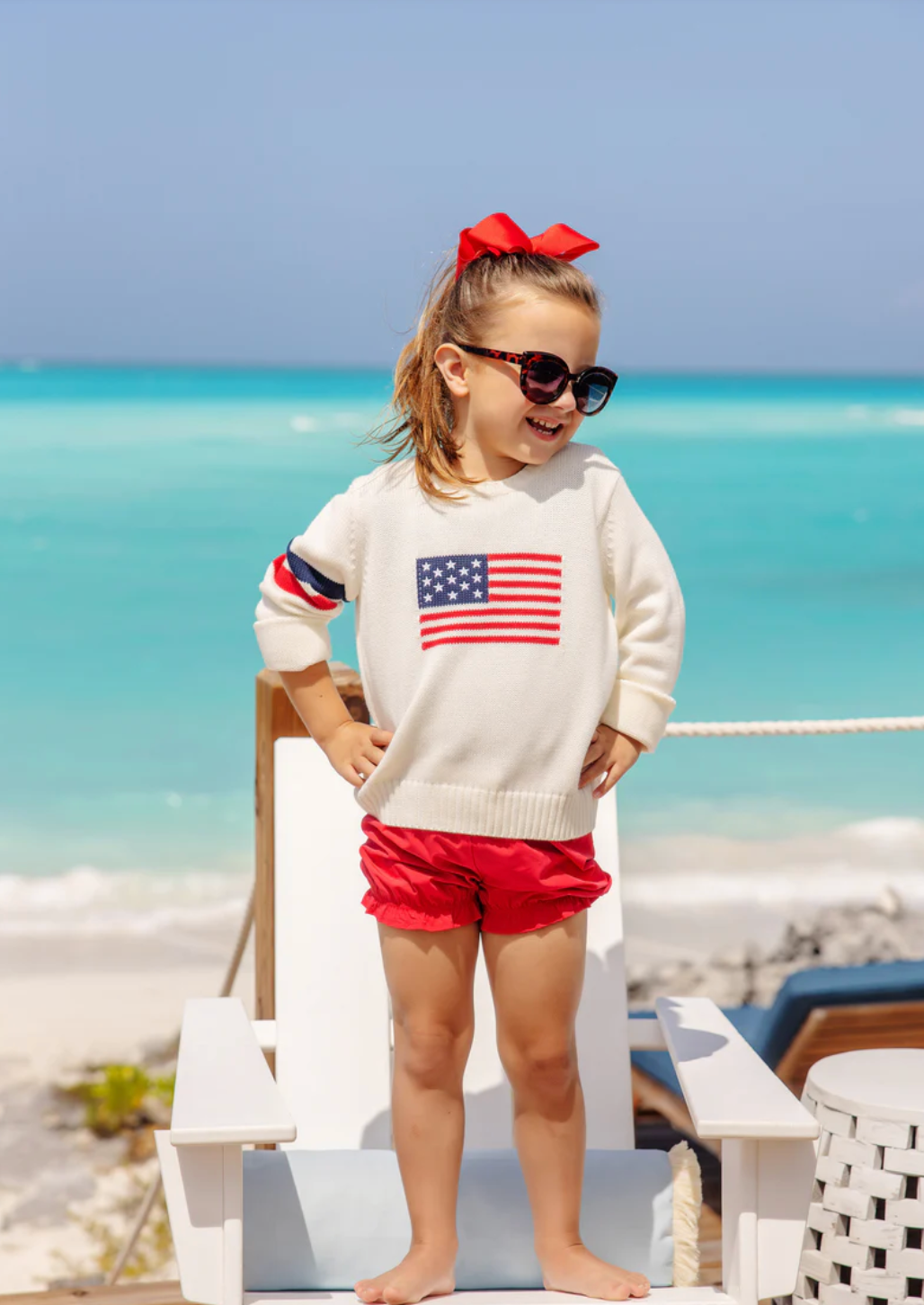 Seaton Sweater | Intarsia | Palmetto Pearl with American Flag