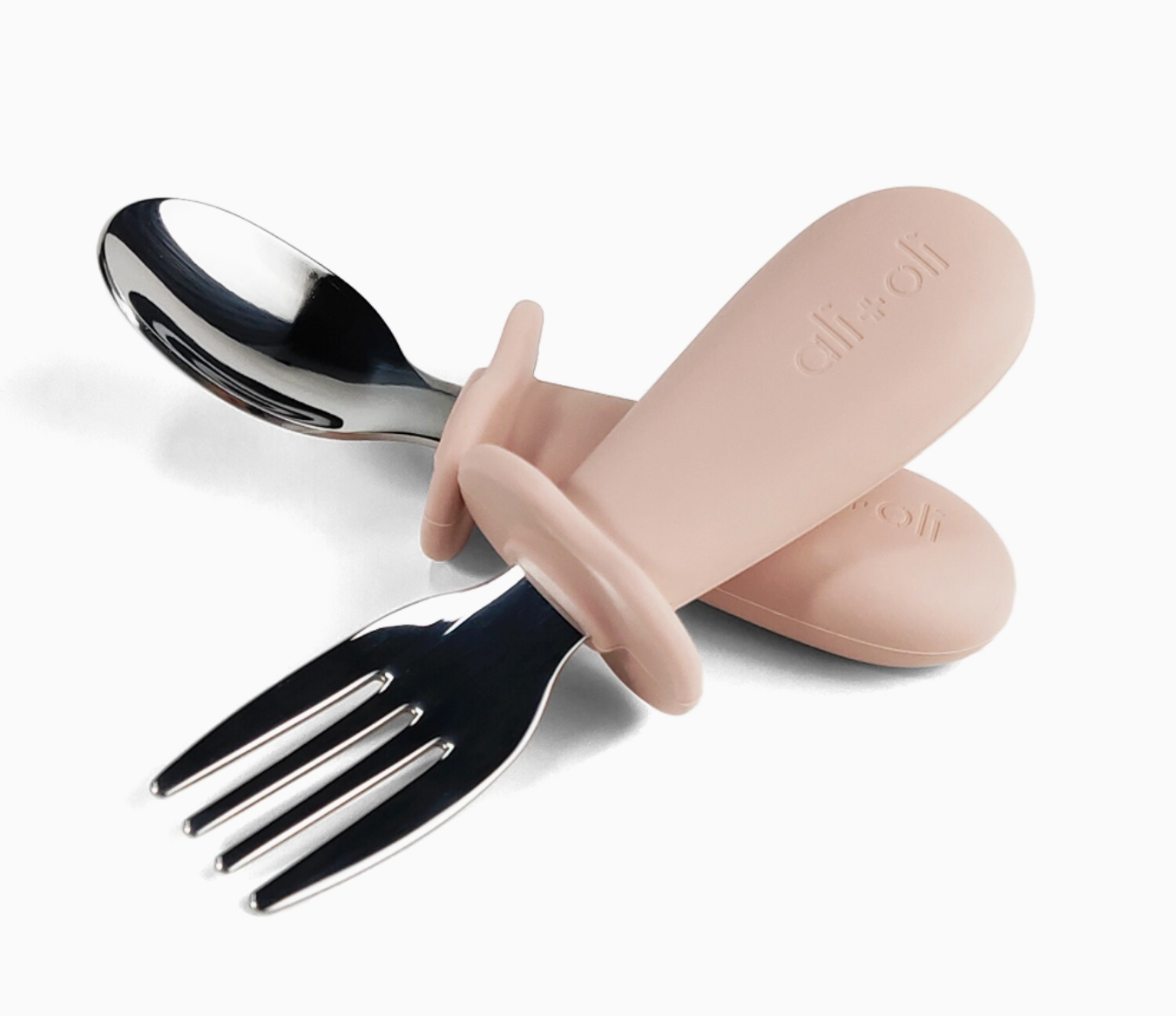 Ali+Oli Spoon + Fork Learning Set for Toddlers | Pink