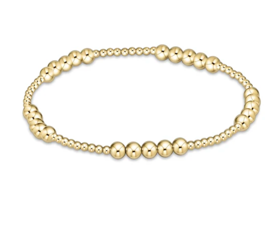 Classic Blissful Pattern 2mm Bead Bracelet | 4mm Gold