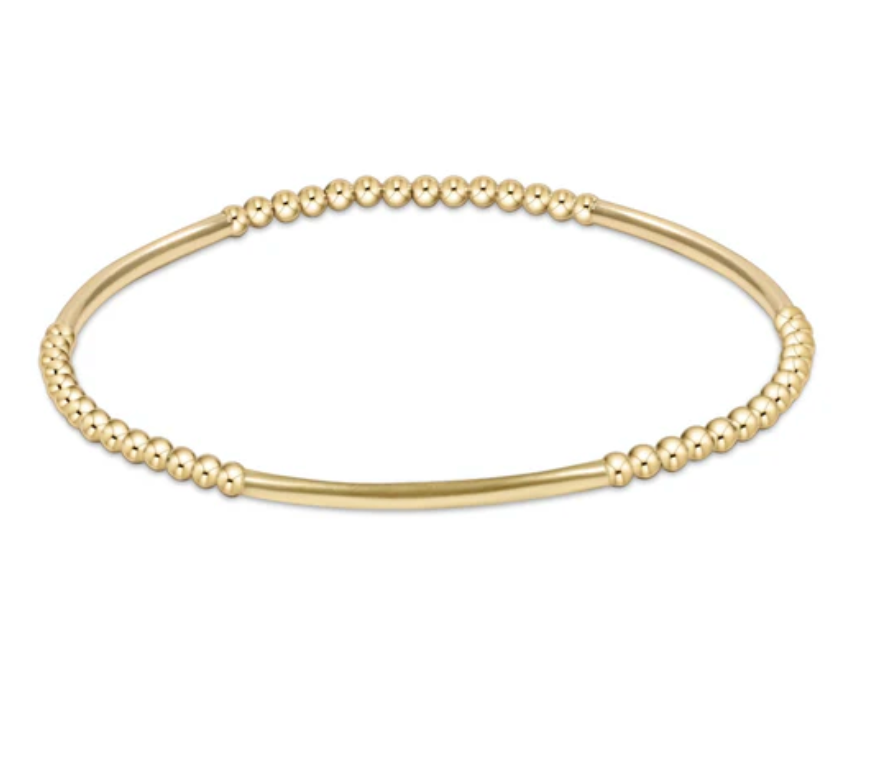 Bliss Bar Gold Pattern 2.5mm Bead Bracelet | Gold