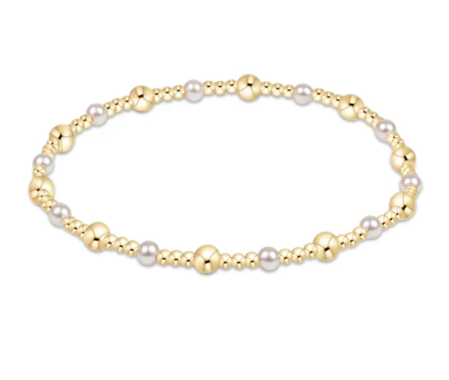 Classic Gold Sincerity Pattern 4mm Bead Bracelet | Pearl