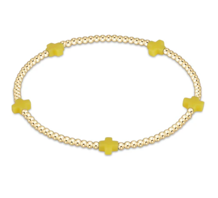 Signature Cross Small Gold 2mm Bead Bracelet | Canary