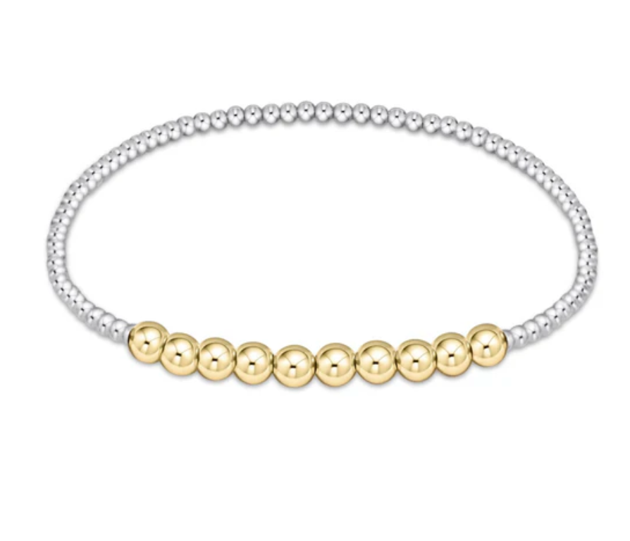 Classic Blissful Pattern 2mm Bead Bracelet | 4mm Mixed Metal
