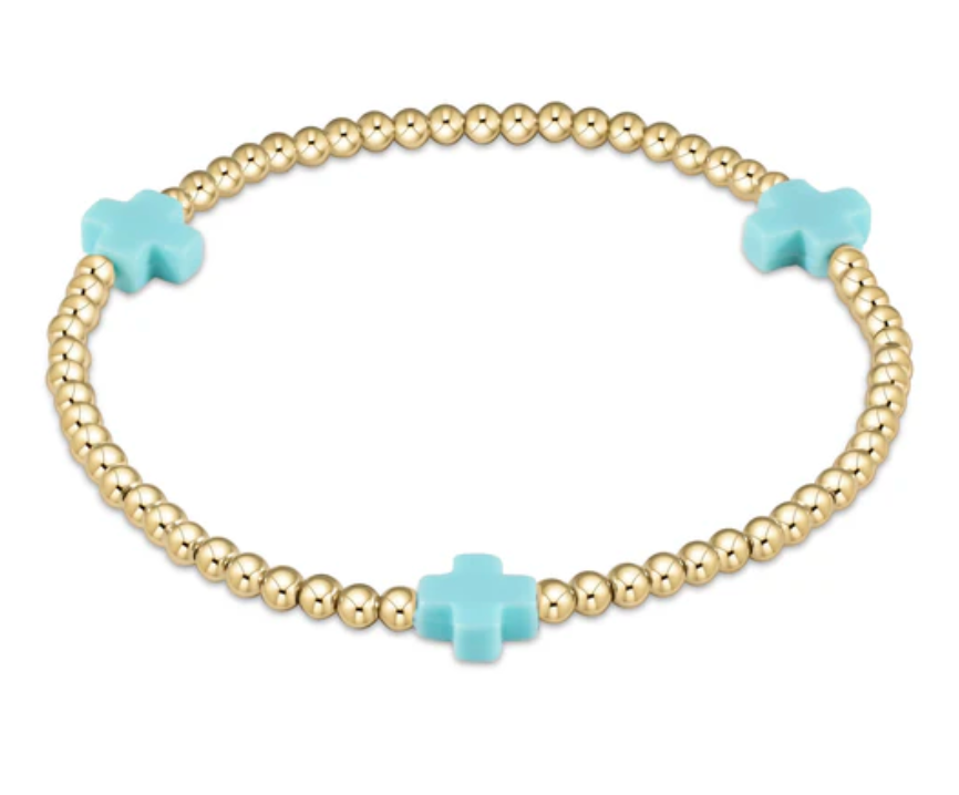 Signature Cross Gold Pattern 3mm Bead Bracelet | Mint