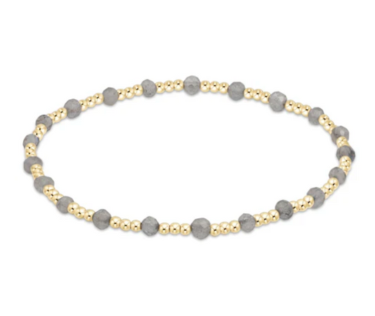 Gemstone Gold Sincerity Pattern 3mm Bead Bracelet | Labradorite