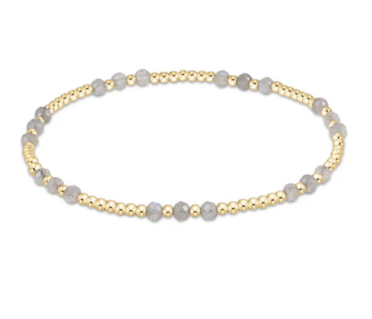 Gemstone Gold Joy Pattern 3mm Bead Bracelet | Labradorite