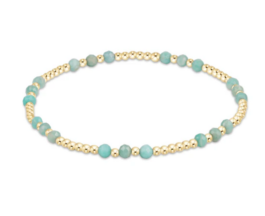 Gemstone Gold Joy Pattern 3mm Bead Bracelet | Amazonite