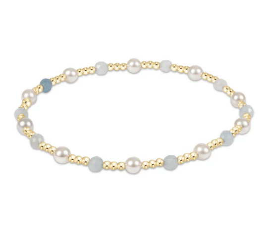 Pearl Sincerity Pattern 4mm Bead Bracelet | Aquamarine