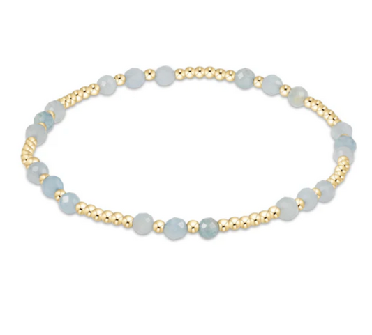 Gemstone Gold Joy Pattern 3mm Bead Bracelet | Aquamarine