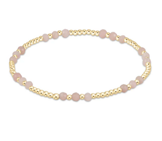 Gemstone Gold Joy Pattern 3mm Bead Bracelet | Pink Opal