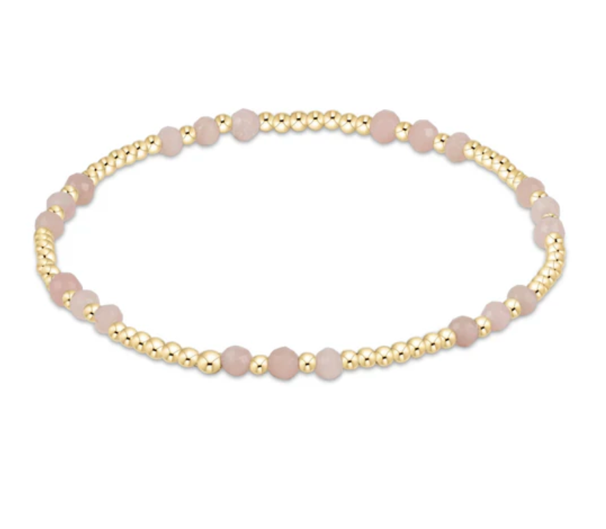 Gemstone Gold Joy Pattern 3mm Bead Bracelet | Pink Opal