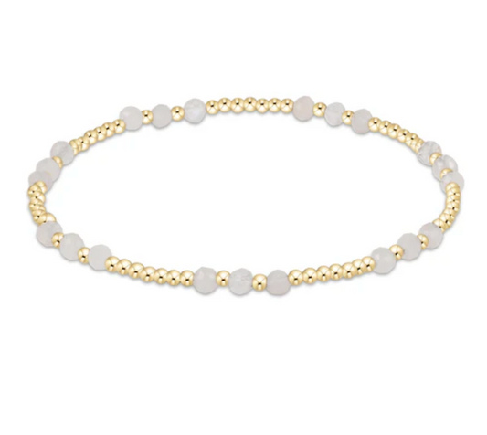 Gemstone Gold Joy Pattern 3mm Bead Bracelet | Moonstone