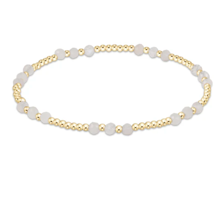 Gemstone Gold Joy Pattern 3mm Bead Bracelet | Moonstone