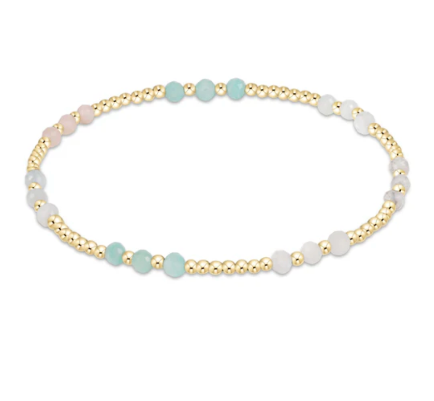 Gemstone Gold Joy Pattern 3mm Bead Bracelet | Hot Mess