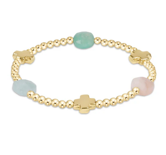 Signature Cross Admire Gold Pattern 3mm Bead Bracelet | Hot Mess