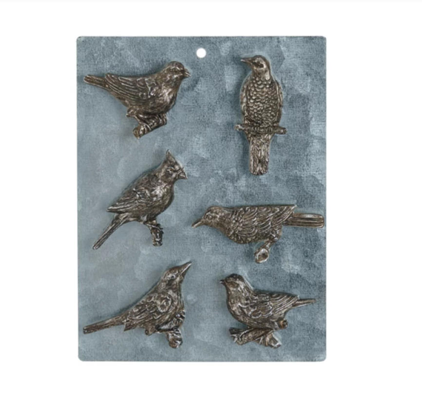 Pewter Bird Magnets | Set of 6