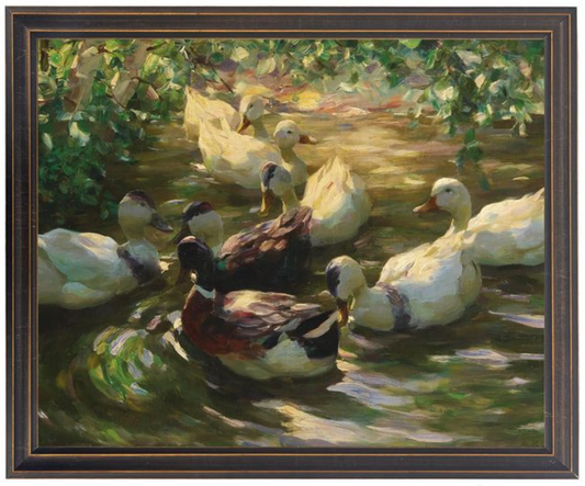 Vintage Duck Family Oil Painting Reproduction | 20x16
