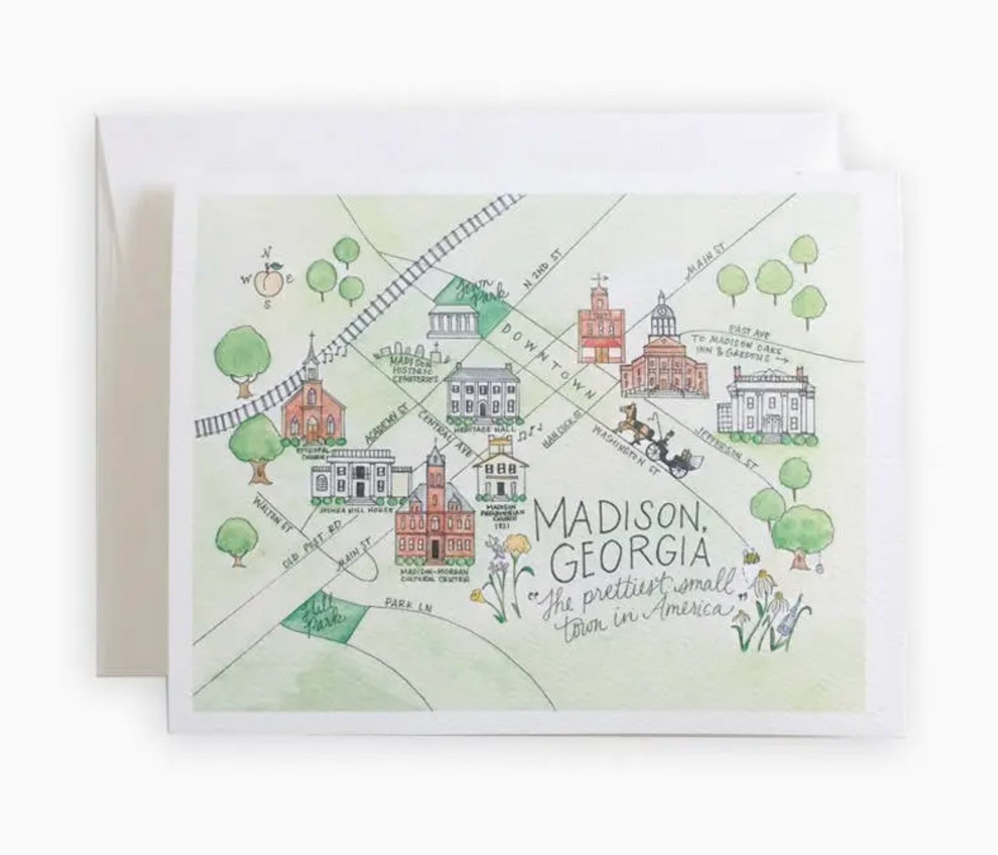 Madison Georgia Map Greeting Cards | Set of 8