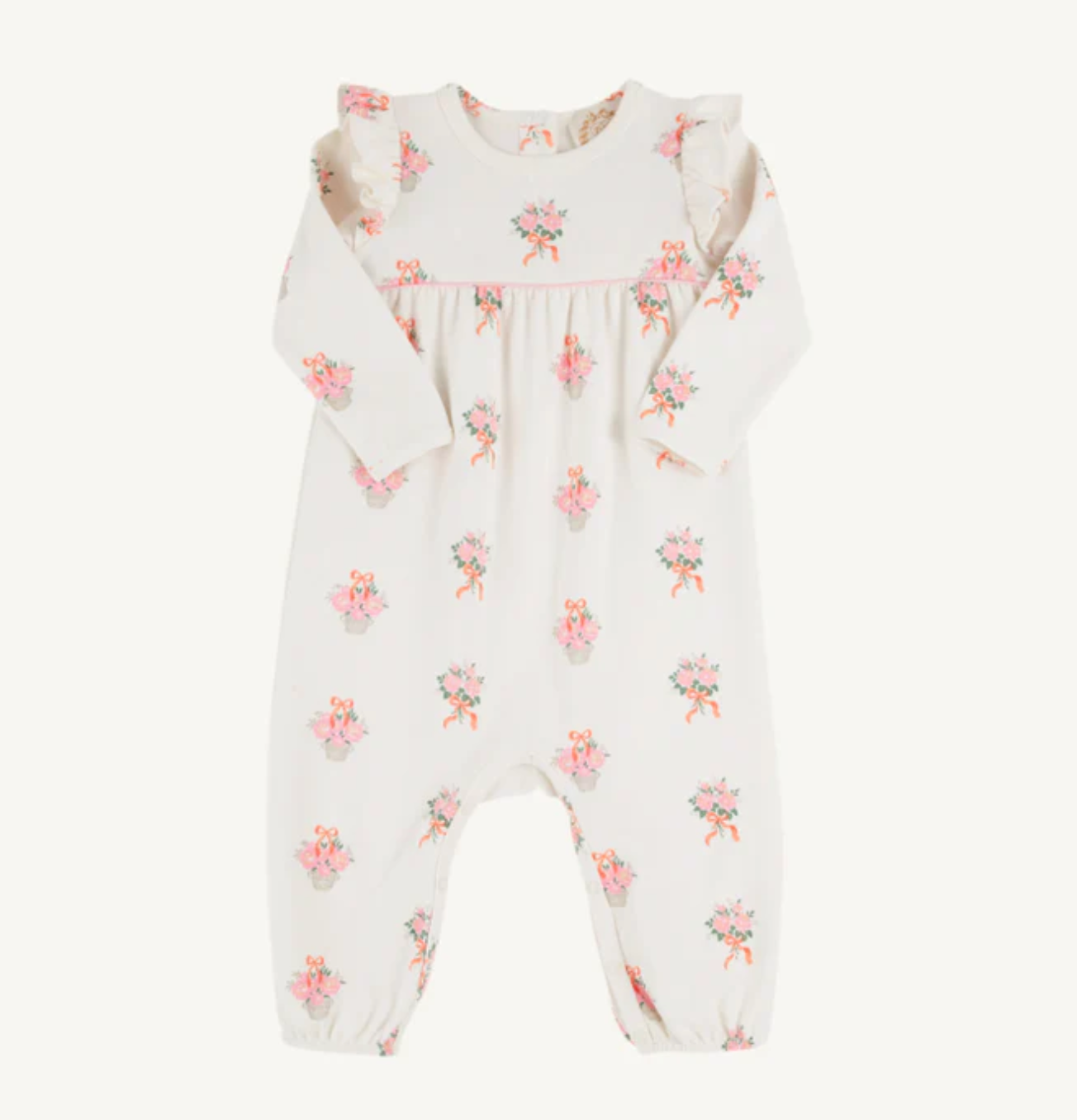 Leigh Ann Angel Sleeve Romper | Nonesuch Stems | Palmetto Pearl/Sandpearl Pink