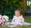 Leigh Ann Angel Sleeve Romper | Nonesuch Stems | Palmetto Pearl/Sandpearl Pink