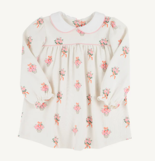 Long Sleeve Maerin Fitz Frock | Nonesuch Stems | Worth Ave White/Sandpearl Pink