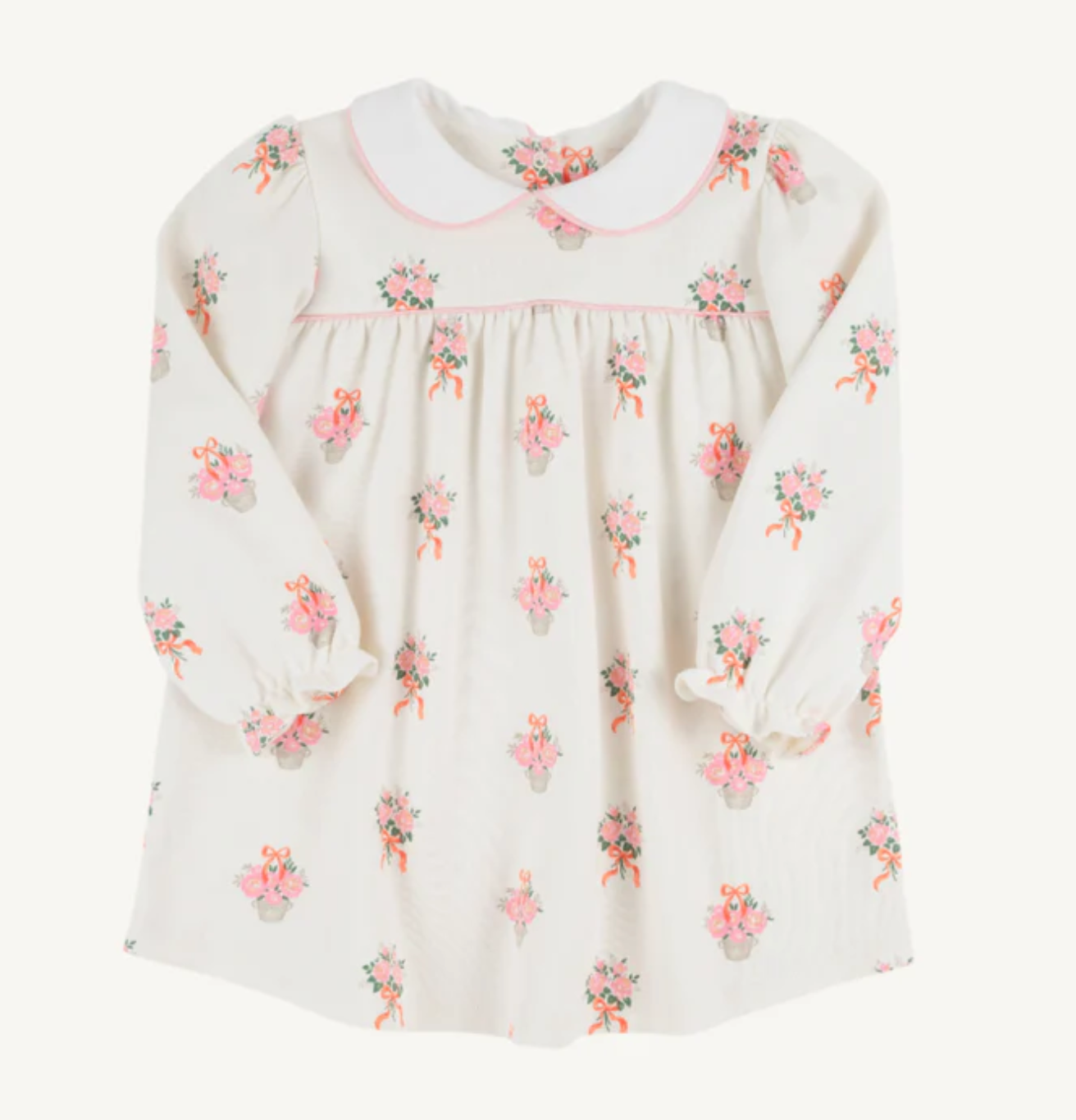 Long Sleeve Maerin Fitz Frock | Nonesuch Stems | Worth Ave White/Sandpearl Pink