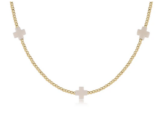15” Choker Signature Cross Gold Pattern 2mm Bead | Signature Cross Gold