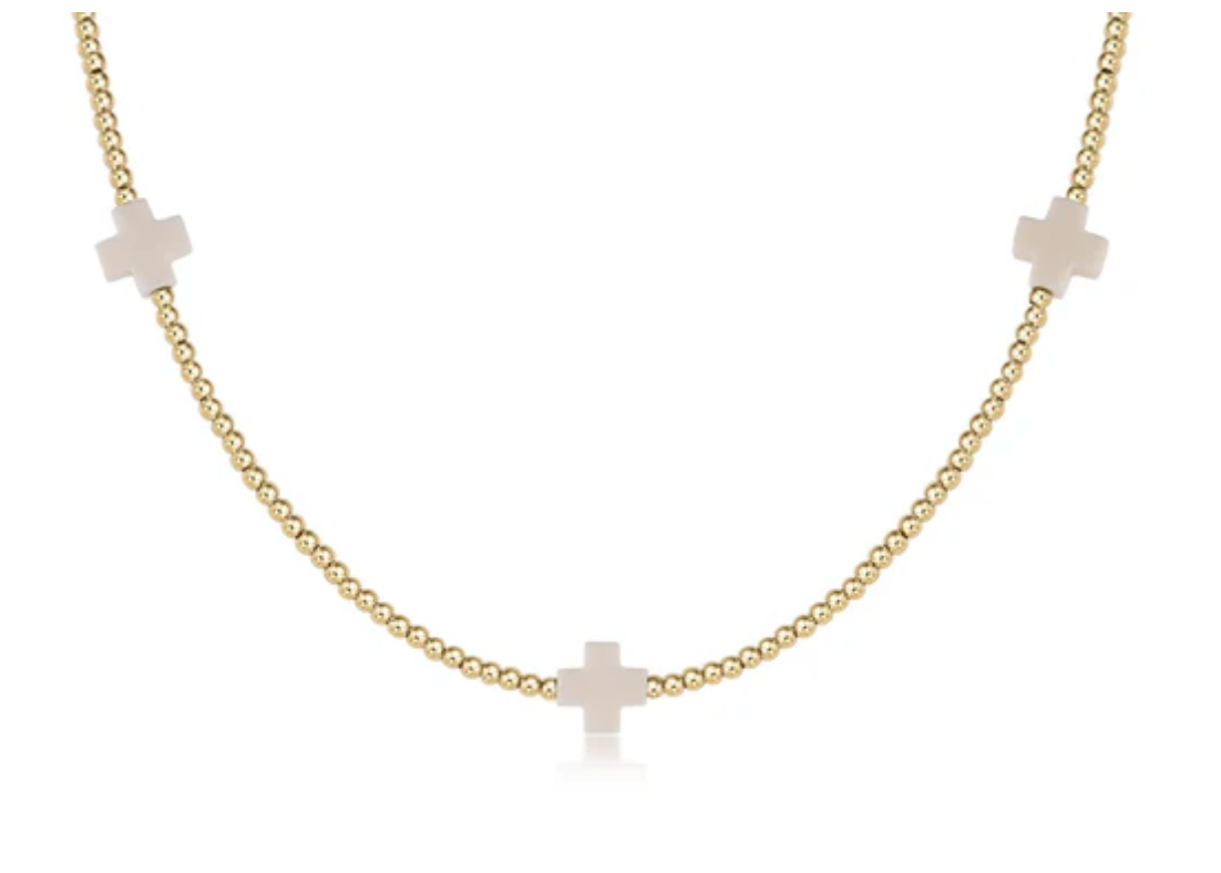 15” Choker Signature Cross Gold Pattern 2mm Bead | Signature Cross Gold