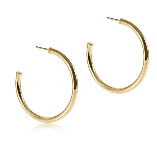Round Gold 1.5” Post Hoop | 3mm | Smooth