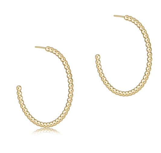 Beaded Classic 1.25” Post Hoop | 2mm Gold