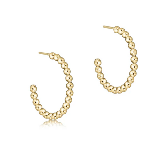 Beaded Classic 1” Post Hoop | 2mm Gold