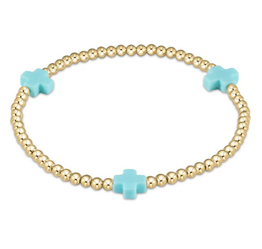 extends signature cross gold pattern 3mm- turquoise
