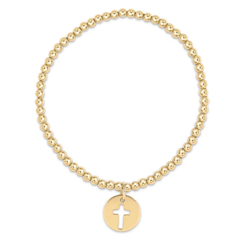 extends Classic Gold 3mm Bead Bracelet | Blessed Gold Disc
