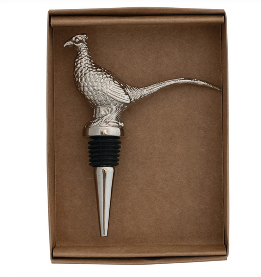 Aluminum Pheasant Bottle Stopper | Nickel Finish