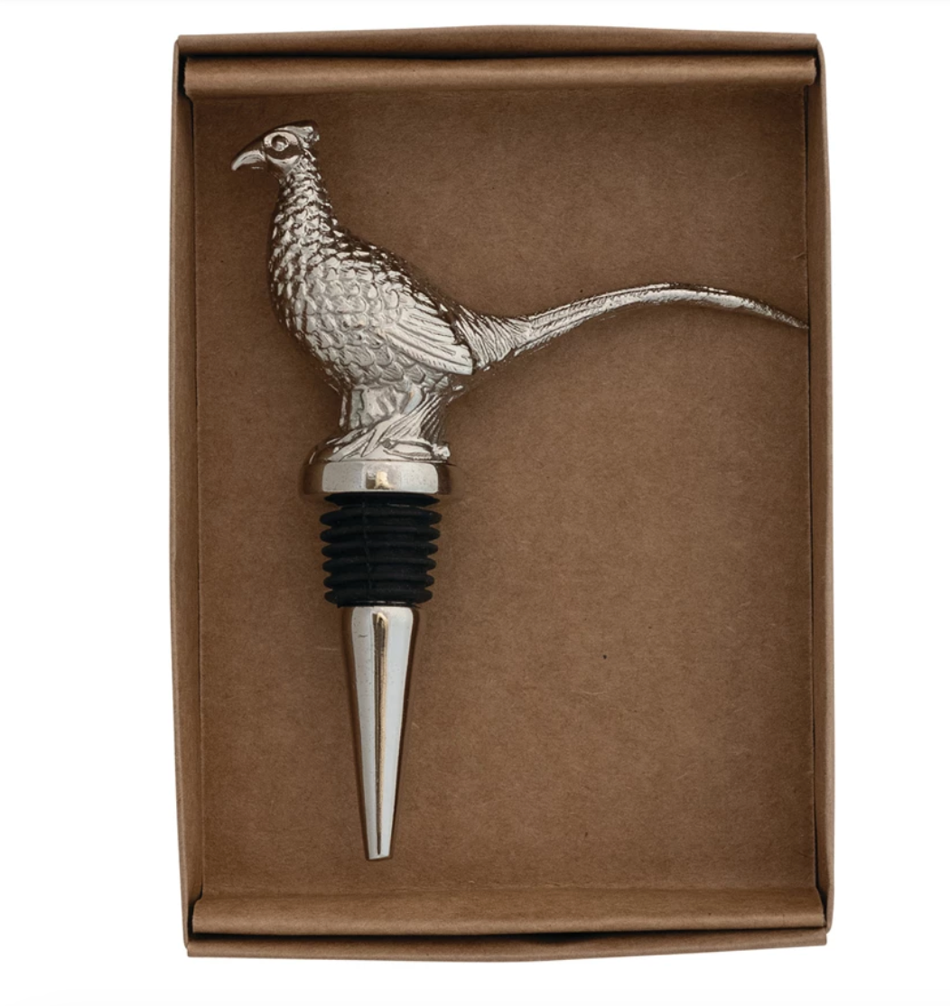 Aluminum Pheasant Bottle Stopper | Nickel Finish