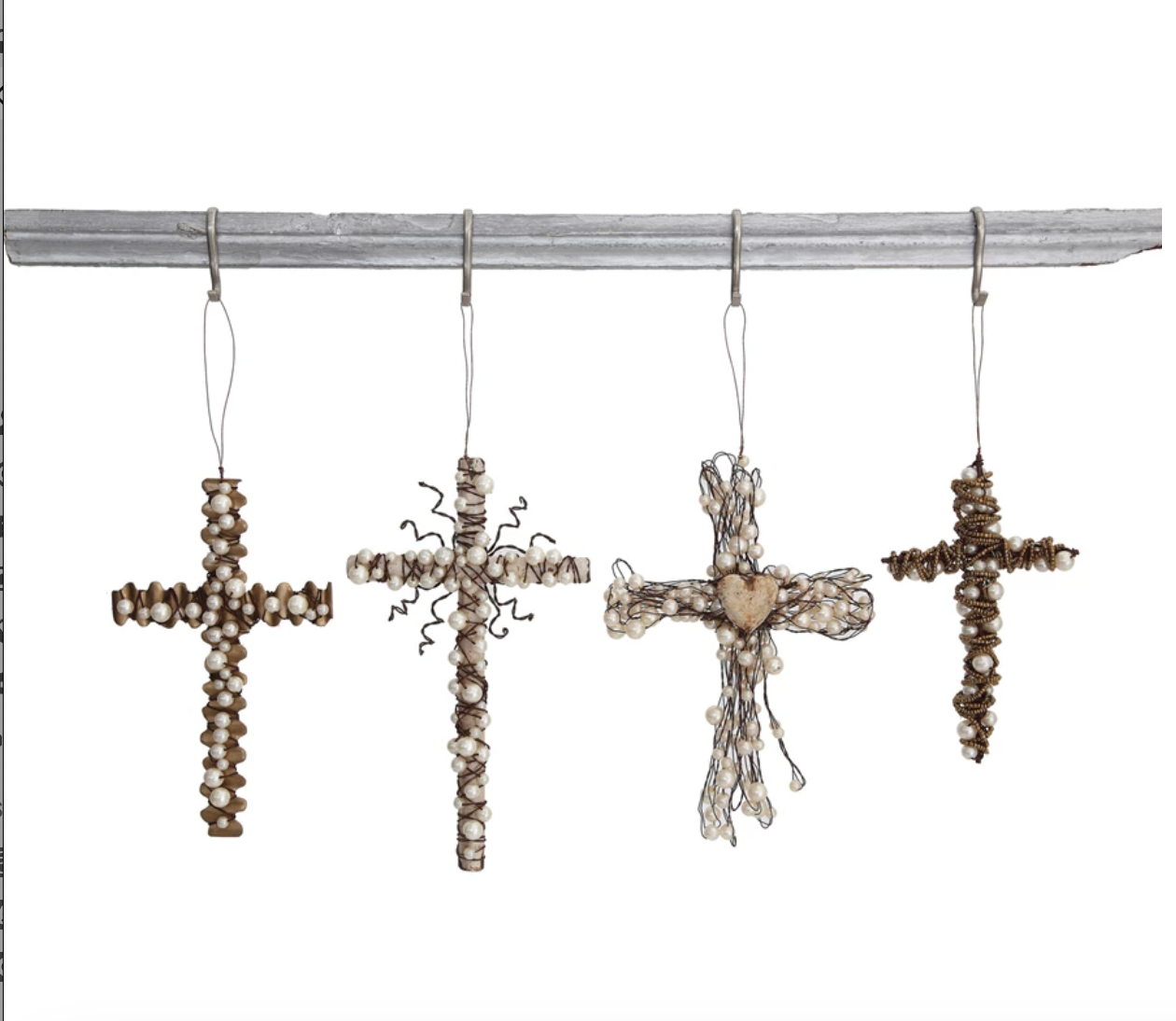 Metal Wire Cross with Beads Ornament | 4 Styles