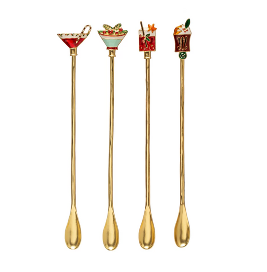 9" Zinc Alloy Cocktail Spoon with Handle | 4 Styles