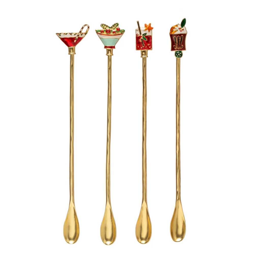 9" Zinc Alloy Cocktail Spoon with Handle | 4 Styles