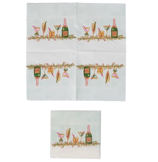 Square Paper Cocktail Napkins with Holiday Cocktails | 50 Pcs