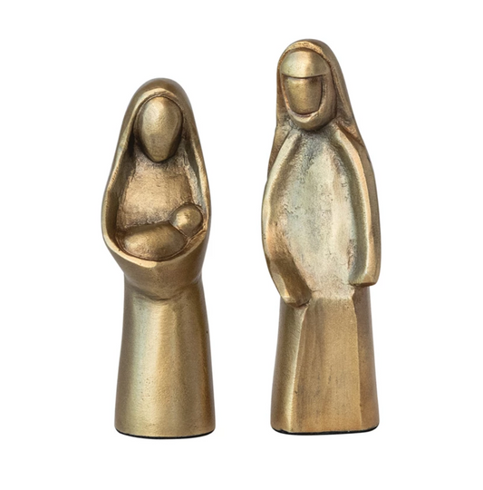 Cast Aluminum Holy Family | Antique Gold Finish