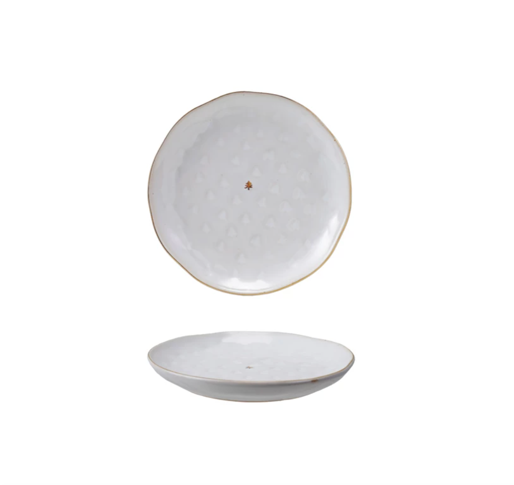 Debossed Stoneware Plate & Gold Electroplating