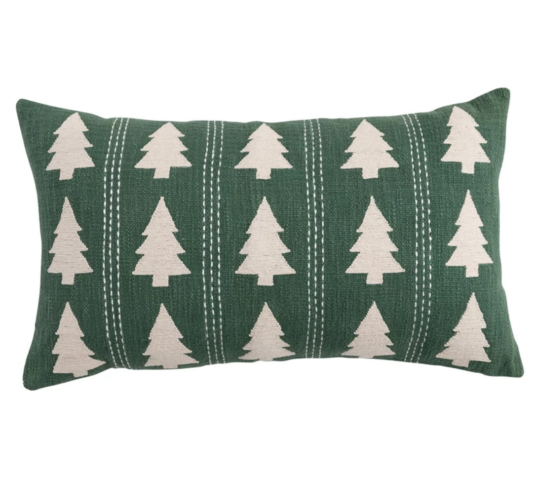 Lumbar Pillow with Trees Pattern | Embroidery & Stitching
