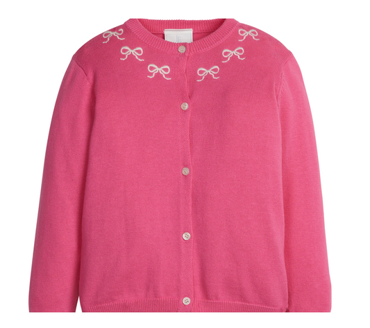 Embroidered Essential Cardigan | Pink Bows